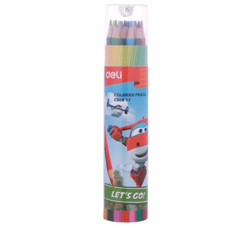 Карандаши цв. Deli EC00817 Super Wings шестигран. тополь 18цв. туба пл. Карандаши цв. Deli EC00817 Super Wings шестигран. тополь 18цв. туба пл.