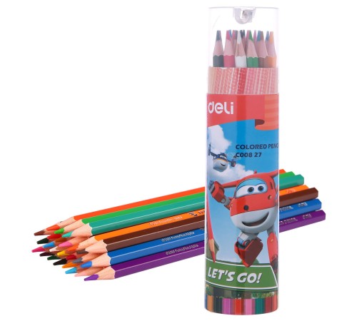Карандаши цв. Deli EC00827 Super Wings шестигран. тополь 24цв. туба пл. Карандаши цв. Deli EC00827 Super Wings шестигран. тополь 24цв. туба пл.