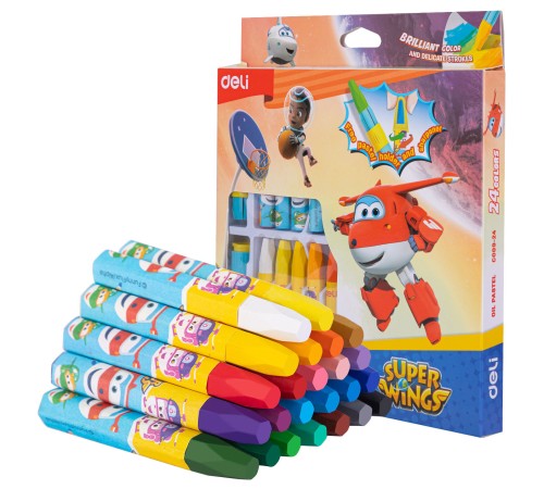 Масляная пастель Deli EC009-24 Super Wings шестигранные 24цв. картон.кор./европод.