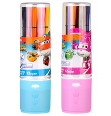 Фломастеры Deli EC150-12 Super Wings 12цв. пластиковая туба