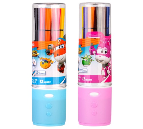 Фломастеры Deli EC150-12 Super Wings 12цв. пластиковая туба