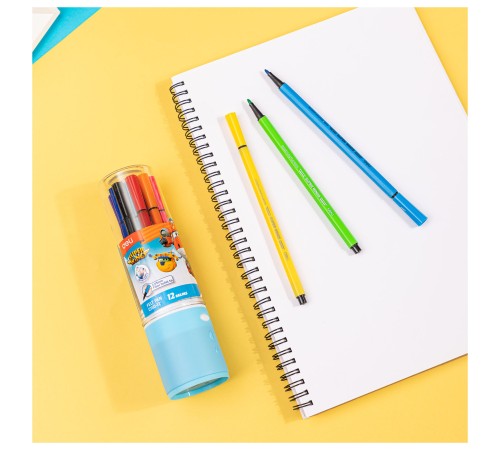 Фломастеры Deli EC150-12 Super Wings 12цв. пластиковая туба