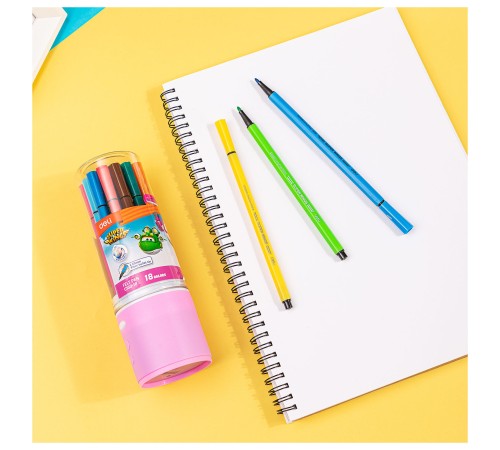 Фломастеры Deli EC150-18 Super Wings 12цв. пластиковая туба