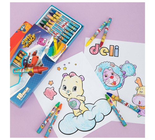 Восковые мелки Deli EC21010 Super Wings 18цв. картон.кор./европод.
