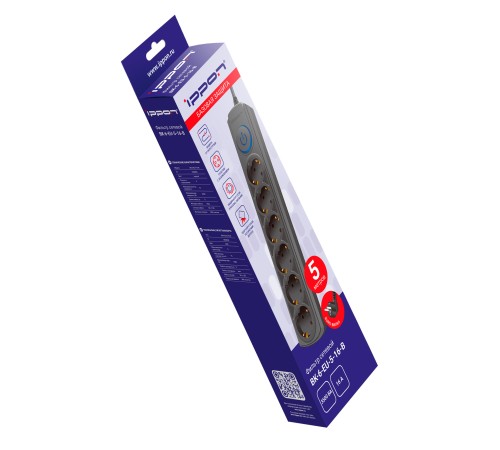 Сетевой фильтр Ippon BK-6-EU-5-16-B 5м (6 розеток) черный (коробка) Сетевой фильтр Ippon BK-6-EU-5-16-B 5м (6 розеток) черный (коробка)