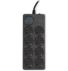 Сетевой фильтр Ippon BK-8-EU-3-16-B 3м (8 розеток) черный (коробка)