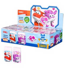 Ластик Deli EH02000 Super Wings 45x25x12мм белый картонный дисплей
