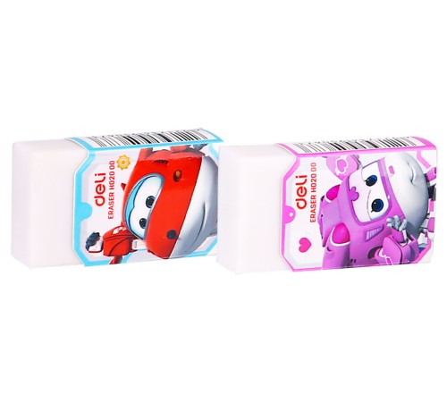 Ластик Deli EH02000 Super Wings 45x25x12мм белый картонный дисплей