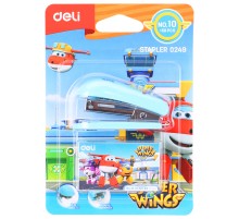 Степлер настольный Deli E0249 Super Wings 24/6 26/6 (12листов) ассорти 40скоб металл/пластик блистер