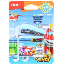 Степлер настольный Deli E0249 Super Wings 24/6 26/6 (12листов) ассорти 40скоб металл/пластик блистер