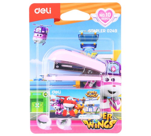 Степлер настольный Deli E0249 Super Wings 24/6 26/6 (12листов) ассорти 40скоб металл/пластик блистер