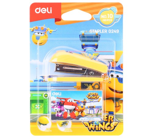 Степлер настольный Deli E0249 Super Wings 24/6 26/6 (12листов) ассорти 40скоб металл/пластик блистер