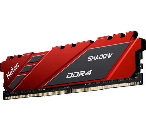Память DIMM DDR4 16Gb PC21300 2666MHz CL19 Netac Shadow red с радиатором (NTSDD4P26SP-16R)