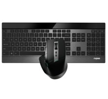 Клавиатура + мышь Rapoo 9900M BLACK клав:черный мышь:черный USB беспроводная Bluetooth/Радио slim (19354)