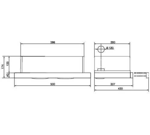 Вытяжка встраиваемая Weissgauff TEL 500 EB черный управление: кнопочное (1 мотор)