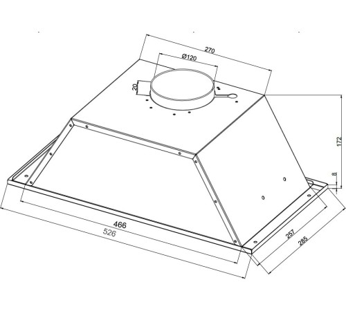 Вытяжка встраиваемая Weissgauff Leaf 600 PB Full Black Enamel черный управление: кнопочное (1 мотор)