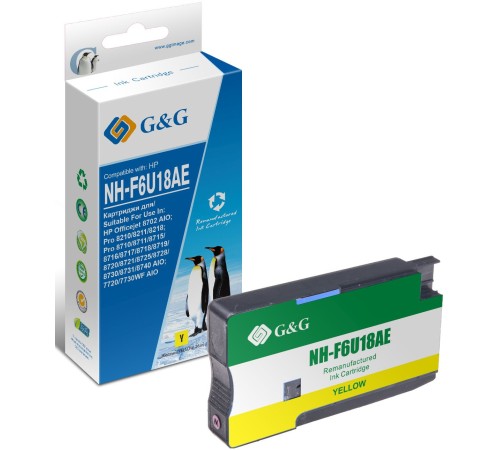 Картридж струйный G&G GG-F6U18AE желтый (26мл) для HP OJ Pro 7740/8210/8218/8710/8715