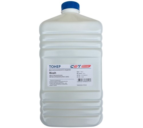 Тонер Cet SD6 CET5289500 черный бутылка 500гр. для принтера RICOH Aficio 550/1075/2051/MP1813/5500/6001/9001