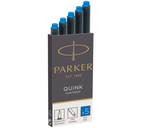 Картридж Parker Quink Z11 (CW1950383) синие чернила смывающиеся для ручек перьевых (5шт)