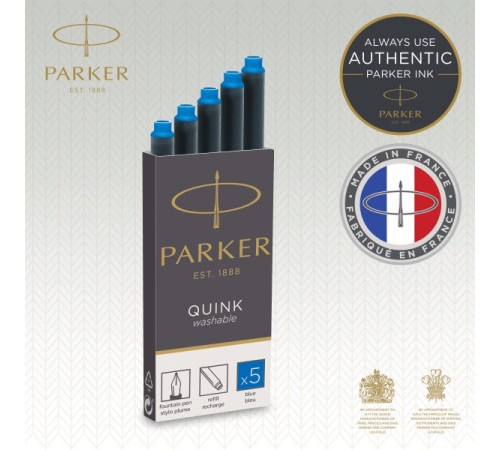 Картридж Parker Quink Z11 (CW1950383) синие чернила смывающиеся для ручек перьевых (5шт)