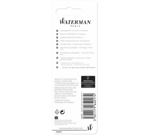 Стержень шариковый Waterman Standard Maxima (CW1964017) F черные чернила блистер