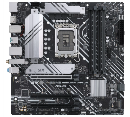Материнская плата ASUS PRIME B660M-A WIFI D4, LGA1700, B660, 4*DDR4, DP+ 2* HDMI, SATA3 + RAID, Audio, Gb LAN, USB 3.2*6, USB 2.0*6, COM*1 header, LPT*1 header (w/o cable), mATX ; 90MB1AE0-M0EAY0 (PRIME B660M-A WIFI D4)