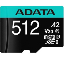 Флеш карта microSDHC 512Gb Class10 A-Data AUSDX512GUI3V30SA2-RA1 + adapter
