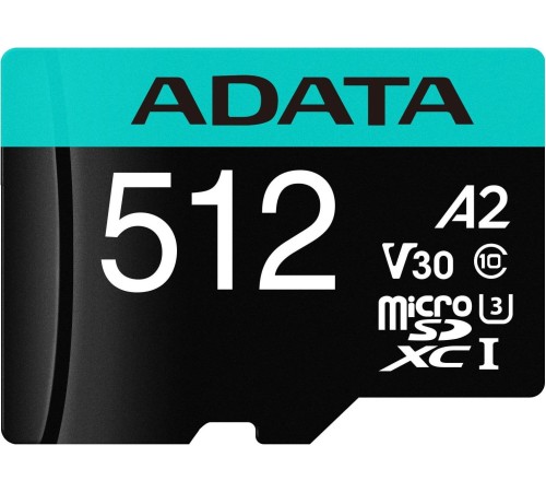 Флеш карта microSDHC 512Gb Class10 A-Data AUSDX512GUI3V30SA2-RA1 + adapter