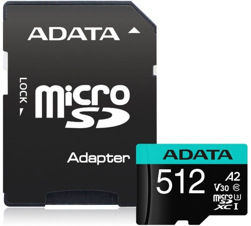 Флеш карта microSDHC 512Gb Class10 A-Data AUSDX512GUI3V30SA2-RA1 + adapter