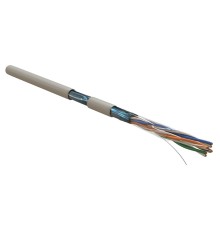 Кабель Hyperline FUTP4R-C5E-S24-IN-LSZH-GY-305 (305м) Кабель витая пара, экранированный F/UTP, общий экран фольга, категория 5e, 4 пары 24 AWG, 4х2х0,51 мм, однопроволочные жилы, LSZH, нг(А)-HF, внутренний -40°C – +75°C, серый, системная гарантия 25 лет