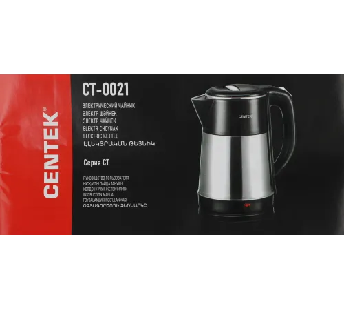 Чайник электрический Centek CT-0021 2.2л. 2100Вт сталь/черный (корпус: металл/пластик)