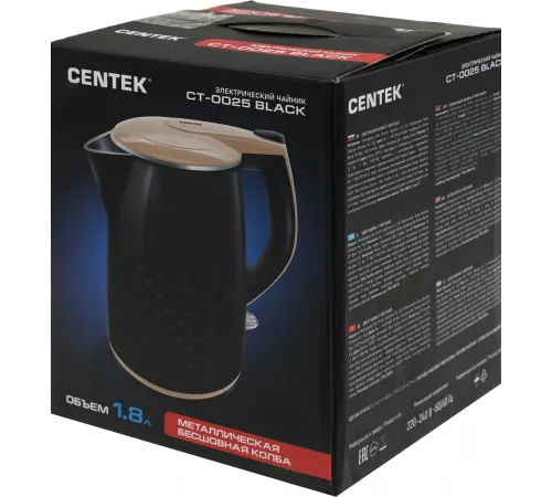 Чайник электрический Centek CT-0025 1.8л. 2000Вт черный/бежевый корпус: металл/пластик (CT-0025 BLACK) Чайник электрический Centek CT-0025 1.8л. 2000Вт черный/бежевый корпус: металл/пластик (CT-0025 BLACK)