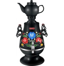 Самовар Centek CT-0091 B (черн+рисунок), 4.0л, 2300Вт, поддерж.t + LED индикатор, керам заварник