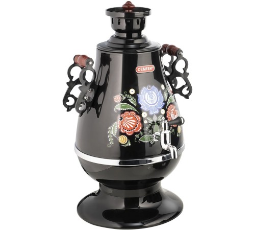 Самовар Centek CT-0091 B (черн+рисунок), 4.0л, 2300Вт, поддерж.t + LED индикатор, керам заварник