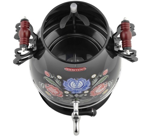 Самовар Centek CT-0091 B (черн+рисунок), 4.0л, 2300Вт, поддерж.t + LED индикатор, керам заварник