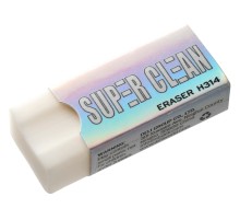 Ластик Deli EH314 Super Clean 41x17x10мм ПВХ белый индивидуальная картонная упаковка