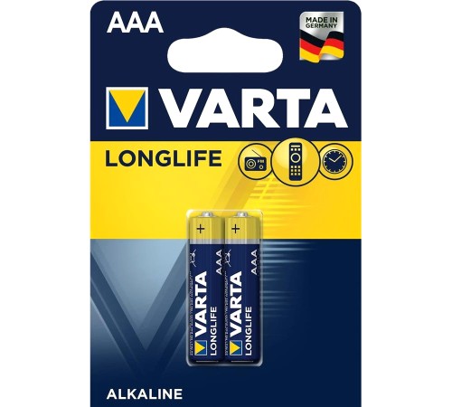 Батарейка Varta LONGLIFE LR03 AAA BL2 Alkaline 1.5V (4103) (2/20/100) Varta LONGLIFE LR03 AAA (04103101412)