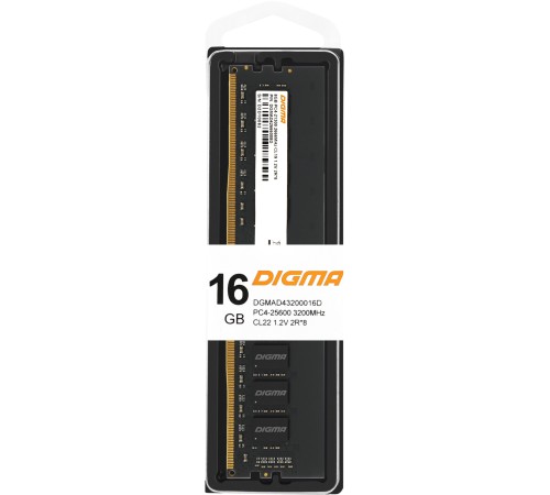 Память DDR4 16Gb 3200MHz Digma DGMAD43200016D RTL PC4-25600 CL22 DIMM 288-pin 1.2В dual rank Память DDR4 16Gb 3200MHz Digma DGMAD43200016D RTL PC4-25600 CL22 DIMM 288-pin 1.2В dual rank