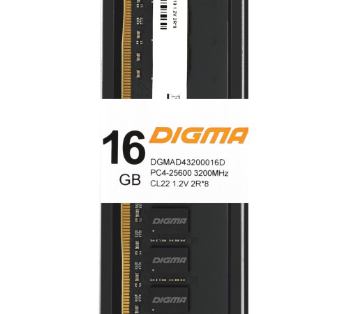 Память DDR4 16Gb 3200MHz Digma DGMAD43200016D RTL PC4-25600 CL22 DIMM 288-pin 1.2В dual rank Память DDR4 16Gb 3200MHz Digma DGMAD43200016D RTL PC4-25600 CL22 DIMM 288-pin 1.2В dual rank
