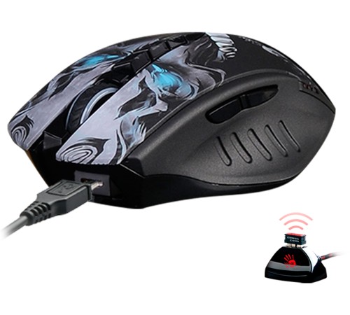 Мышь A4Tech Bloody R80 Plus Skull черный/рисунок оптическая (5000dpi) беспроводная USB (8but) Мышь A4Tech Bloody R80 Plus Skull черный/рисунок оптическая (5000dpi) беспроводная USB (8but)