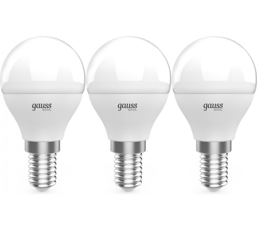 Лампа светодиодная Gauss Basic 10531252T 5.5Вт цок.:E14 шар 220B 4100K св.свеч.бел.нейт. (упак.:3шт)
