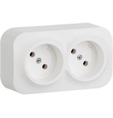 Блок силов. Legrand Quteo 782261 2розет. двойн. откр. зазем. IP21 слоновая кость