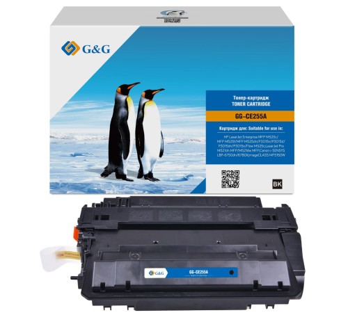 Картридж лазерный G&G GG-CE255A черный (6000стр.) для HP LJ Enterprise MFP M525c/P3015n/LJ Pro M521dn MFP/M521dw MFP
