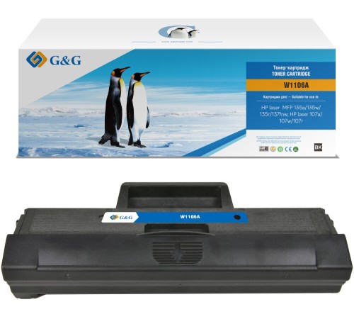 Картридж лазерный G&G GG-W1106A черный (1000стр.) для HP Laser 107a/107r/107w/135a MFP/135r MFP/135w MFP/137fnw MFP