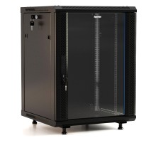 Шкаф коммутационный Hyperline (TWB-FC-2245-GP-RAL9004) настенный 22U 600x450мм пер.дв.стекл 60кг черный