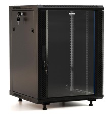 Шкаф коммутационный Hyperline (TWB-FC-2245-GP-RAL9004) настенный 22U 600x450мм пер.дв.стекл 60кг черный