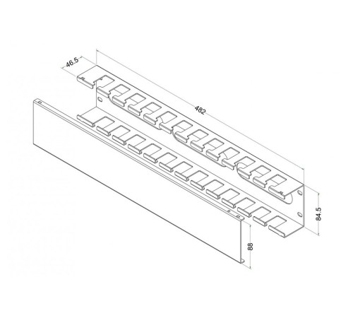 Кабельный органайзер Hyperline CM-2U-MLF-COV 2U шир.:19" глуб.:46.5мм