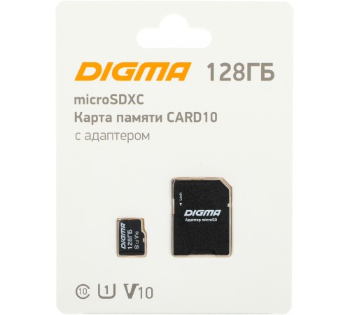 Флеш карта microSDXC 128Gb Class10 Digma CARD10 + adapter Флеш карта microSDXC 128Gb Class10 Digma CARD10 + adapter