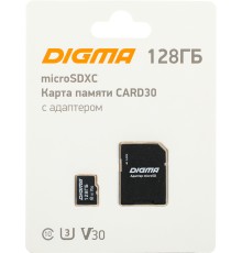Флеш карта microSDXC 128Gb Class10 Digma CARD30 + adapter