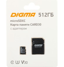 Флеш карта microSDXC 512Gb Class10 Digma CARD30 + adapter